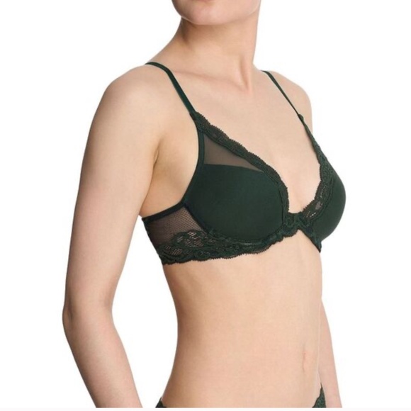 Natori Feathers Plunge T-Shirt Bra - Dk Forest / Size 34D NWT - Picture 4 of 4